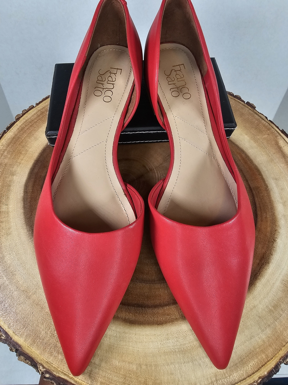 Franco Sarto Red Pointed-Toe D'Orsay Flats